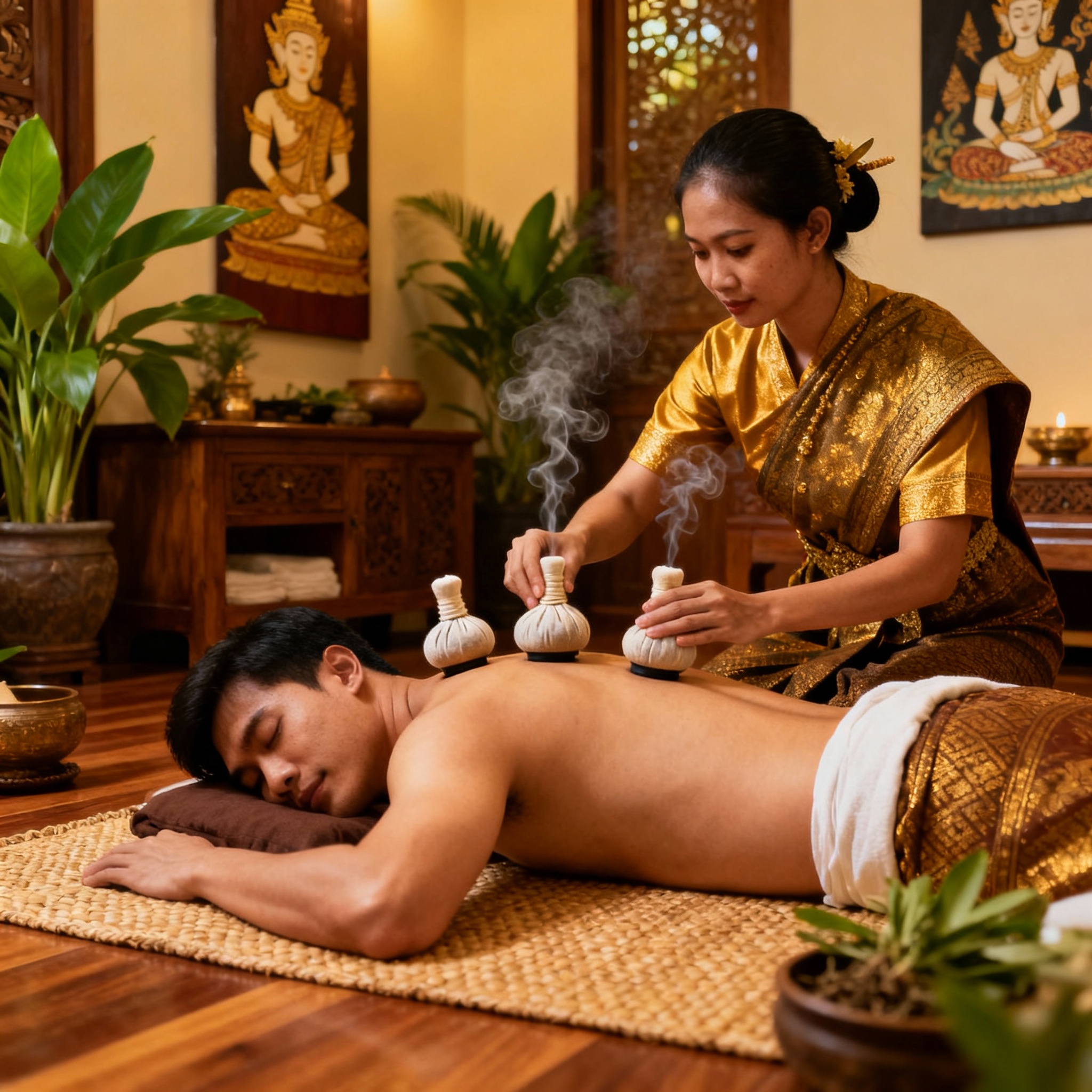 Kräuter-Stempel Massage